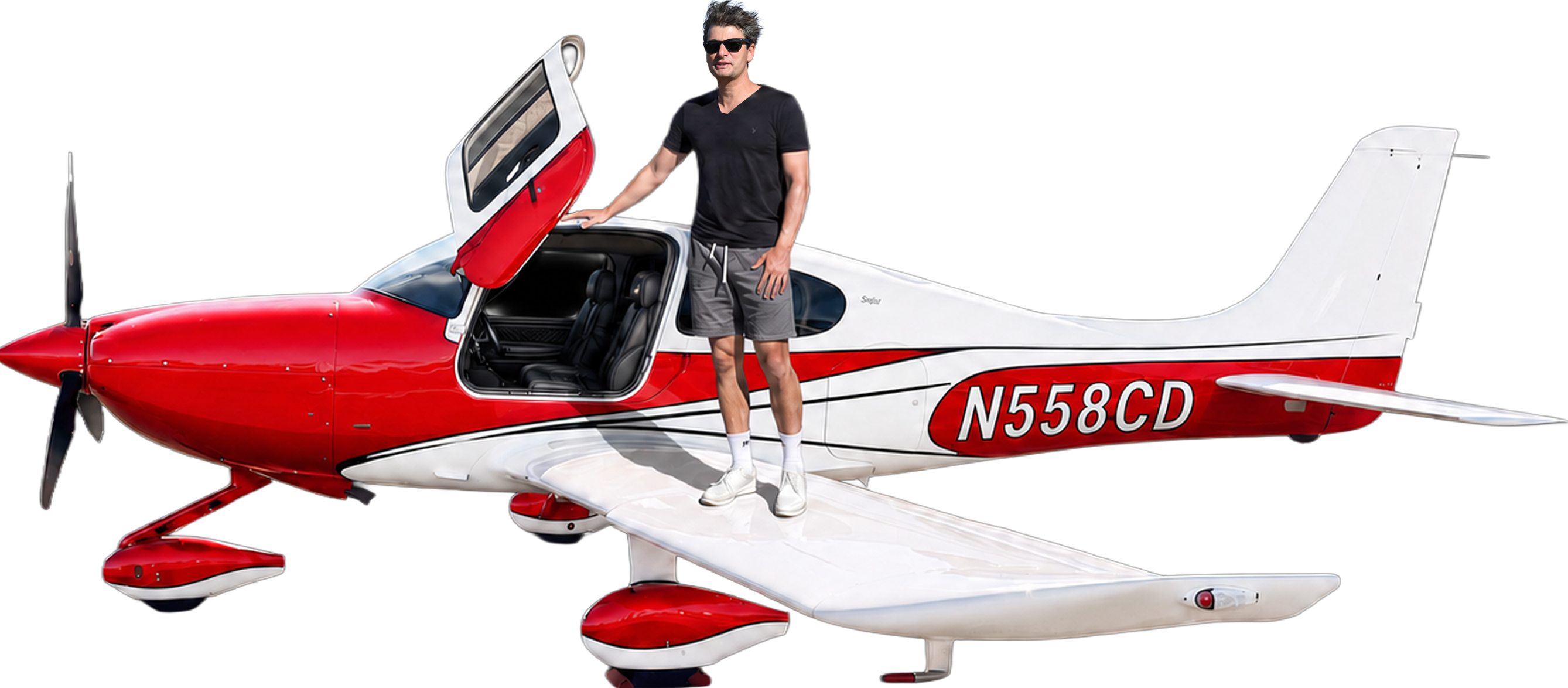 Captain Ilya TS with his aircraft, N558CD